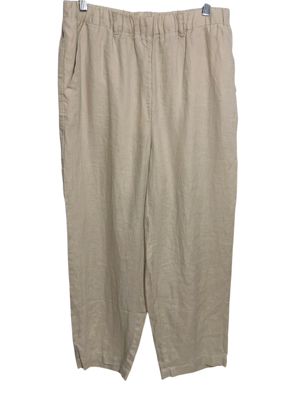 Quince Pants Womens Medium European 100% Linen Driftwood Pockets Pull On NWT
